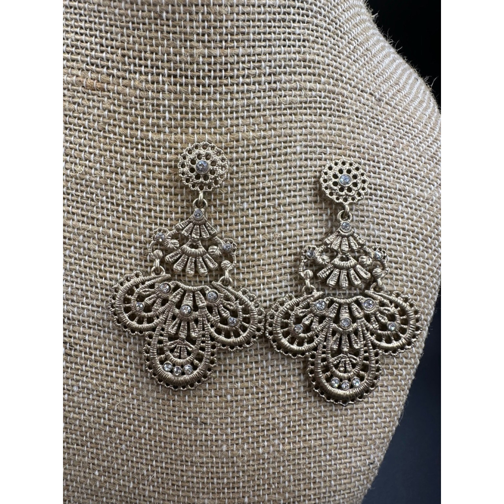 Gold “Queen’s Lace” Statement Earrings - Picture 4 of 4